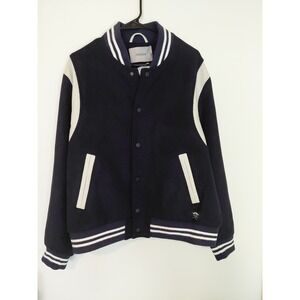 NWT Hudson Jeans Mens Wool Varsity Bomber Jacket Navy Size XL$248.00